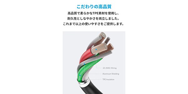 Anker ( アンカー ) / Anker PowerLine II ライトニングケーブル(1.8m ブラック)画像5