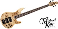 Michael Kelly Guitars / Ele Bass Pinnacle 4 Burl top Nat fretless