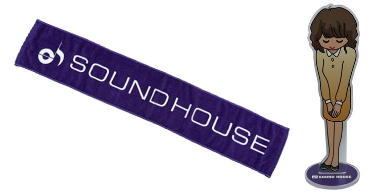 サウンドハウス・オリジナルタオルとサウンドハウスお姉さんアクリルスタンド