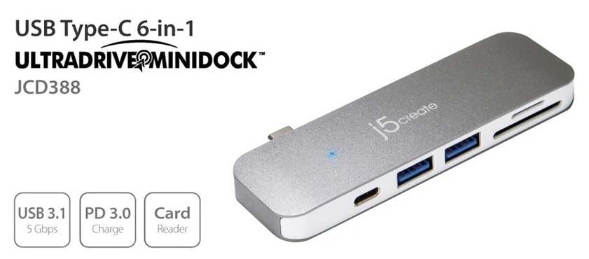 j5 create ジェーファイブクリエイト JCD388 USB Type-C UltraDrive Mini Dock 6-in-1  送料無料 サウンドハウス