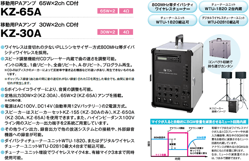 TOA ティーオーエー KZ-30A 移動用PAアンプ 送料無料 サウンドハウス