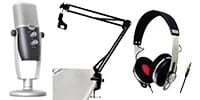 AKG / Ara USB Microphone + Headphone + Desk Boom Stand Set