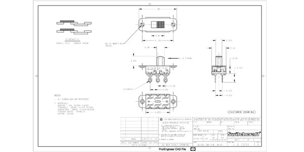 ALLPARTS / EP-0260-B23 Switchcraft Black On-On Slide Switch画像2