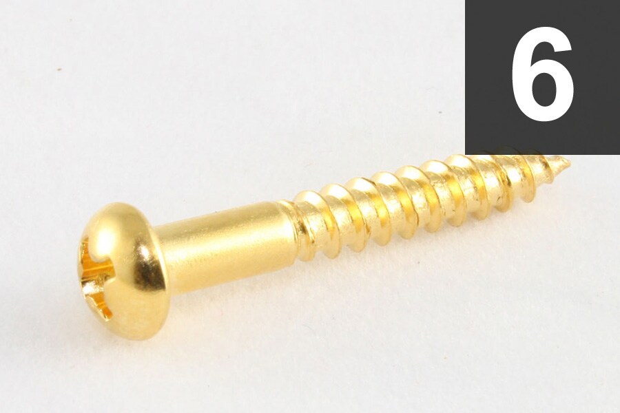 /GS-0013-002 Pack of 6 Gold Tremolo Mounting Screws