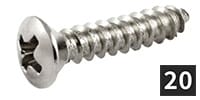 ALLPARTS / GS-0091-005 Pick guard screws (20) phillips head, Stainless,
