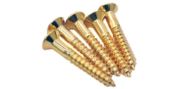 ALLPARTS / GS-3364-002 Pack of 5 Gold 1-Inch Bridge Mounting Screws画像2