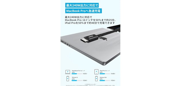 Anker ( アンカー ) / Zolo USB-C&USB-Cケーブル (240W) 1.0m ブラック画像3