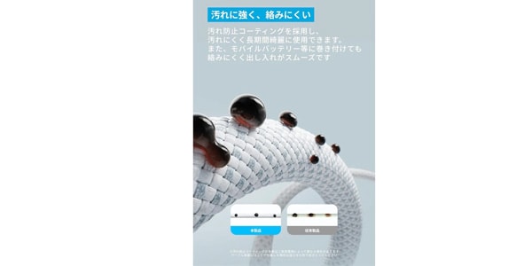 Anker ( アンカー ) / Zolo USB-C&USB-Cケーブル (240W) 1.0m ホワイト画像4