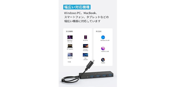 Anker ( アンカー )  / Anker USB-C データ ハブ (4-in-1, 5Gbps) 60cmケーブル画像2