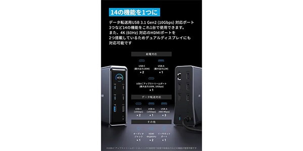 Anker ( アンカー )  / Anker Primeドッキングステーション(14-in-1,Dual Display)画像2