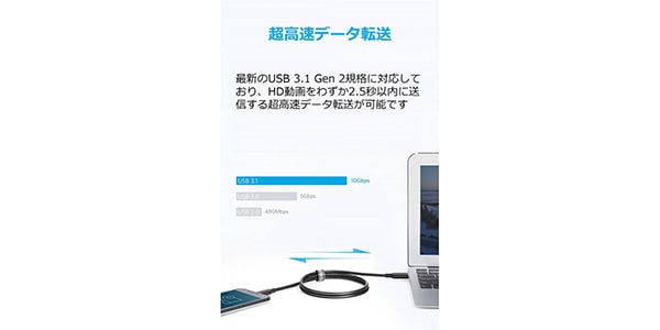Anker ( アンカー ) / PowerLine II USB-C&USB-A3.1 (Gen2)ケーブル 0.9m ブラック画像6