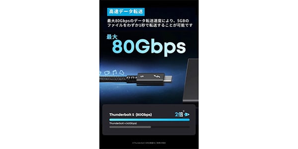 Anker ( アンカー ) / Prime USB-C&USB-Cケーブル Thunderbolt5 1.0m ブラック画像3