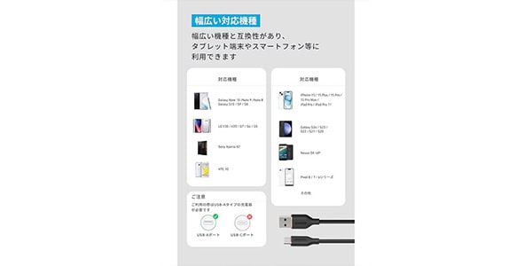 Anker ( アンカー )  / USB-C&USB-Aケーブル (Flow) 1.8m クラウドホワイト画像6