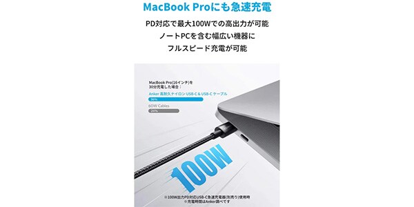 Anker ( アンカー )  / 高耐久ナイロン USB-C&USB-Cケーブル 3.0m シルバー画像2
