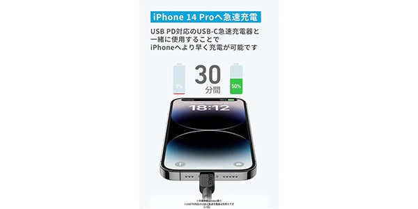 Anker / 310 USB-C&ライトニングケーブル 1.8m ブラック 2本セット画像2