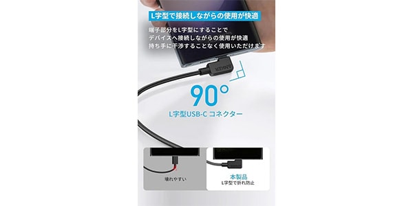 Anker ( アンカー ) / USB-C&USB-Cケーブル (L字) 1.8m 2本セット ブラック画像2