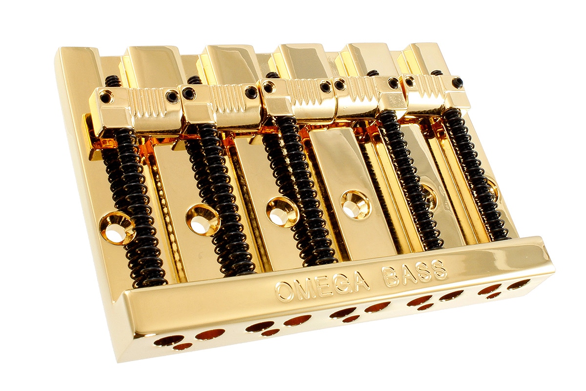 /BB-3361-002 5-String Grooved Omega Bass Bridge Gold