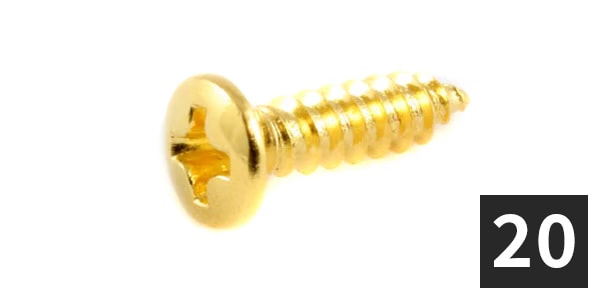 ALLPARTS / GS-0001-002 Pack of 20 Gold Pickguard Screws