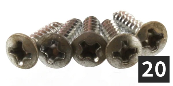 ALLPARTS / GS-0001-007 Pack of 20 Aged Nickel Pickguard Screws