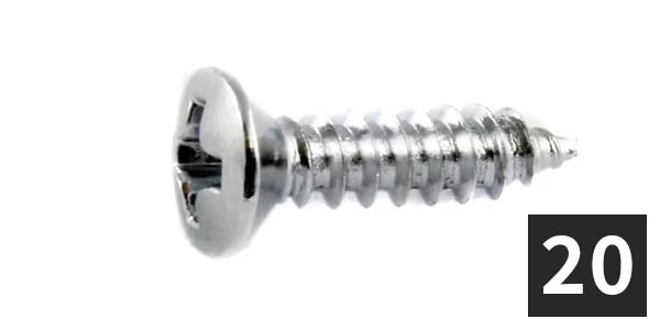 ALLPARTS / GS-0001-010 Pack of 20 Chrome Pickguard Screws