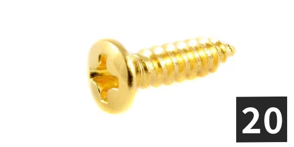 ALLPARTS ( オールパーツ )  / GS-0050-002 Pack of 20 Gold G Size Pickguard Screws