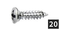 ALLPARTS / GS-0050-010 Pack of 20 Chrome G Size Pickguard Screws