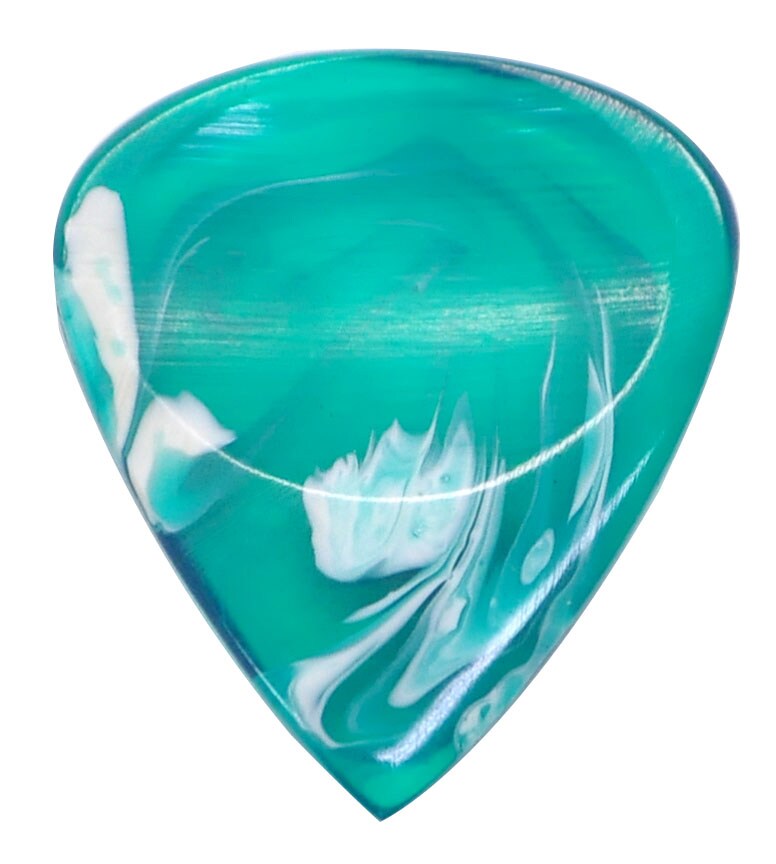 /Wild Picks Resin Tear Drop Double Dent Cool Green and White