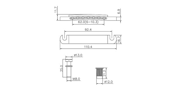 AxLabs / 7-String Tune-O-Matic & Stop Tailpiece Black画像3