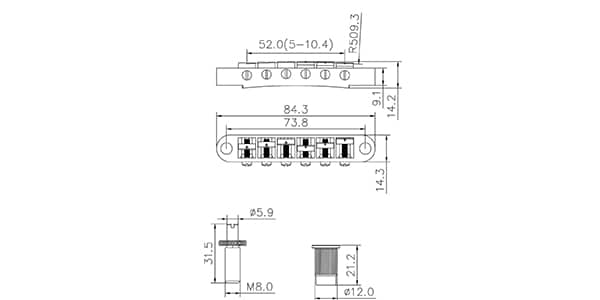 AxLabs / Tune-O-Matic Bridge & Stop Tailpiece Black画像2