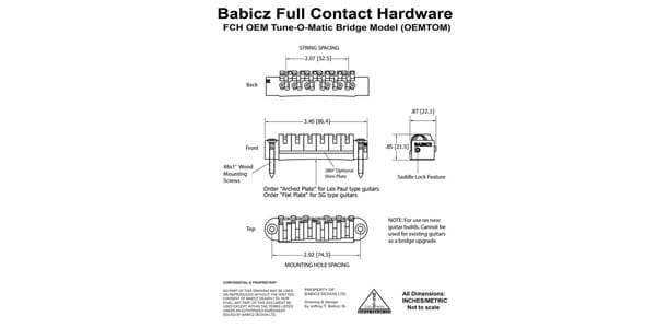 BABICZ / FCH OEM Tune-O-Matic Bridge Arched Plate Black画像2