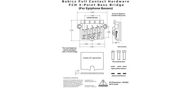 BABICZ / FCH 3PT Bass Bridge Epiphone Black画像2