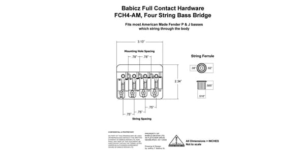 BABICZ / FCH Original Series 4-String Bass Bridge String Thru Chrome画像2
