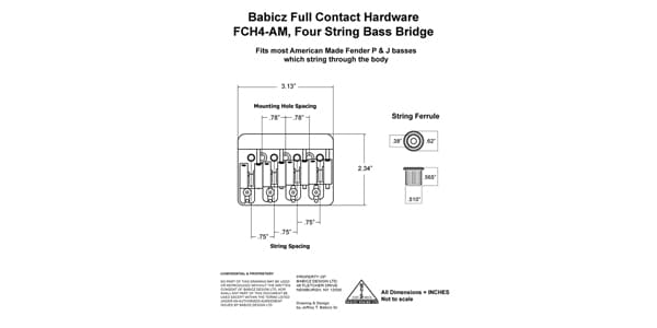 BABICZ / FCH Original Series 4-String Bass Bridge String Thru Gold画像2