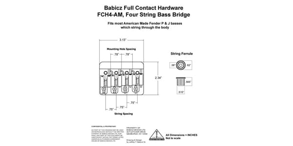 BABICZ / FCH 4-String Bass Bridge String Thru Nickel画像2