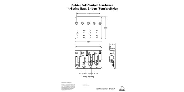 BABICZ ( バビッツ ) FCH Original Series 4-String Bass Bridge Black