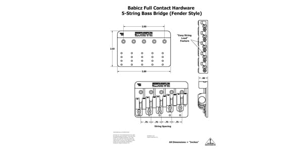 BABICZ / FCH 5-String Bass Bridge String Thru Chrome画像2