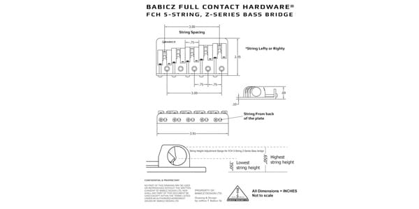 BABICZ ( バビッツ )  / FCH Z Series 5 String Bass Bridge Black画像2