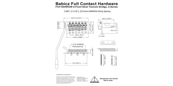 BABICZ / FCH Z Series 6 Hole Strat Tremolo Narrow, Black画像2