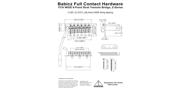 BABICZ / FCH Z Series 6 Hole Strat Tremolo Wide Black画像2