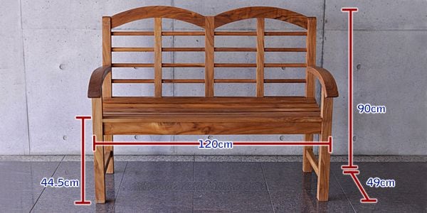 BASIX / Teak Wood Twin Back Garden Bench GBT620 画像2