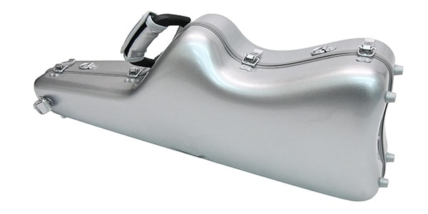 C.C.シャイニーケースII / Alto saxophone case, stand-up, silver.