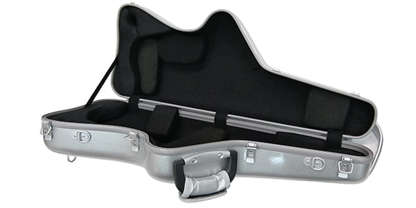 C.C.シャイニーケースII / Alto saxophone case, stand-up, silver.画像6