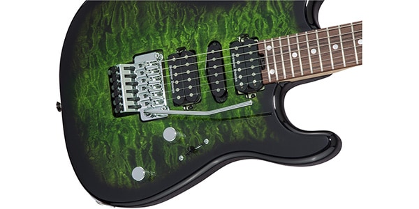 CHARVEL / MJ San Dimas Style 1 HSH FR PF QM Transparent Green Burst画像4