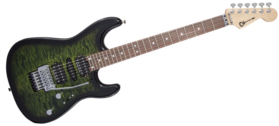 CHARVEL/MJ San Dimas Style 1 HSH FR PF QM Transparent Green Burst