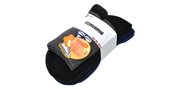 CONVERSE ( ｺﾝﾊﾞｰｽ )  / レッグ部足底パイルスニーカー柄ハーフ丈　3足セット　001