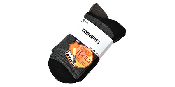 CONVERSE ( ｺﾝﾊﾞｰｽ )  / レッグ部足底パイルスニーカー柄ハーフ丈　3足セット　002
