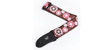 DADDARIO 15UKE02 NYLON UKULELE STRAP Brown and Pink Flowers