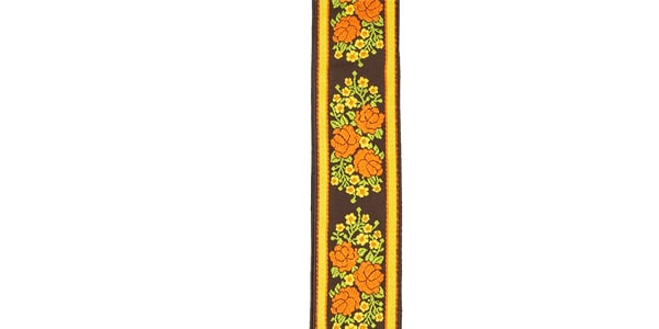 DADDARIO / 50PCLV03 PEACE & LOVE WOVEN GUITAR STRAP Brown and Yellow画像2