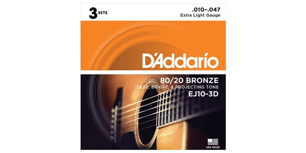 DADDARIO/EJ10-3D 3Pack 80/20 Bronze Wound Extra Light