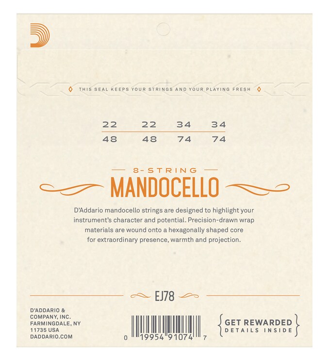 DADDARIO ( ダダリオ ) EJ78 Mandocello Phosphor Bronze 22-74 マンドチェロ弦 送料無料 |  サウンドハウス